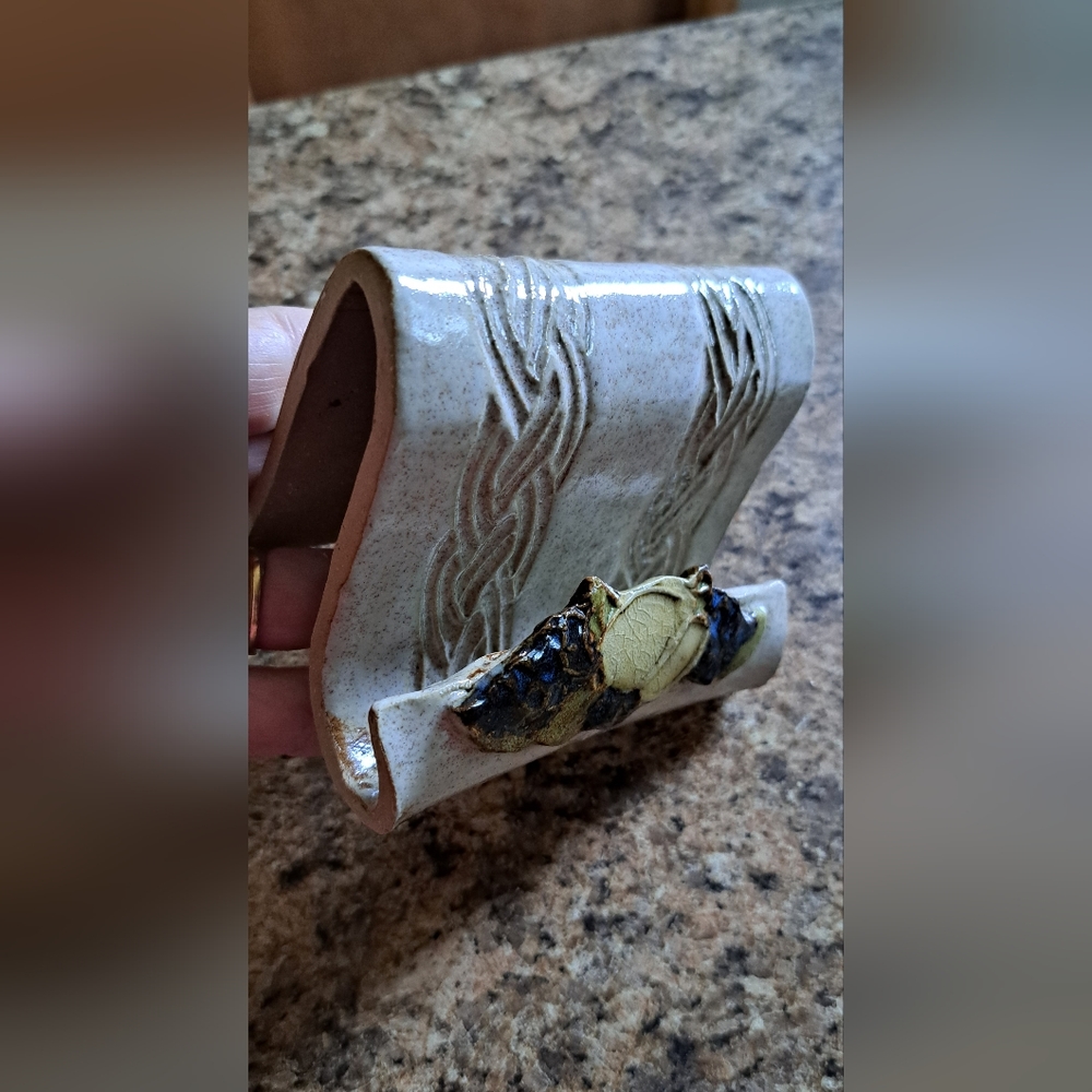 Business Cards Holder Display Pottery, Handmade Pottery W/PUMPKIN